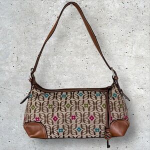 Y2K Vintage FOSSIL Rectangle Baguette Monogram Key‎ Shoulder Bag Purse